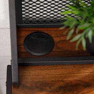 Walker Edison Industrial Mesh Wood Laptop Computer Writing Desk Home Office Workstation Small, 42 Inch, Dark Walnut Brown