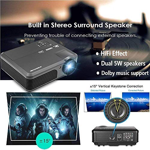 Video Projector WiFi Wireless 3600 Lumen, LCD LED Multimedia Projector Wireless Airplay Miracast Support HD 1080P HDMI USB VGA AV for iPhone iPad PC Laptop Mac DVD Home Theater Outdoor Movie Gaming