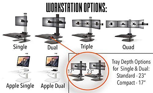 Stand Steady Winston Workstation Single Monitor Mount Sit-Stand Desk with Compact Work Surface (Innovative WNST-1-CW) | One Monitor Standing Desk with VESA Mount| Height Adjustable! (1 Monitor/Black)