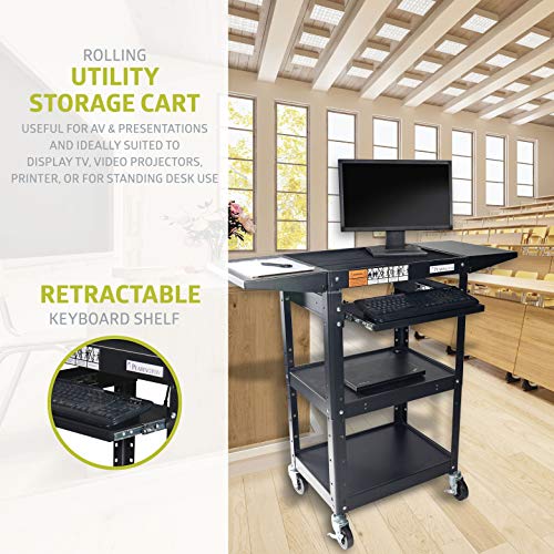 Pearington Rolling AV Cart with Drop Leaves and Adjustable Shelves
