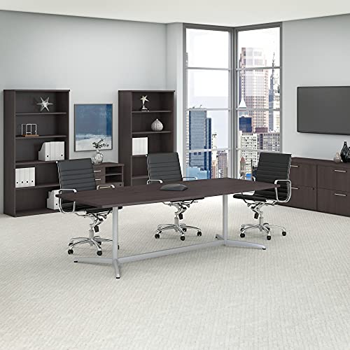 Bush Business Furniture 8 Foot Conference Table | Metal Base | Boat Shaped | 96Wx42D