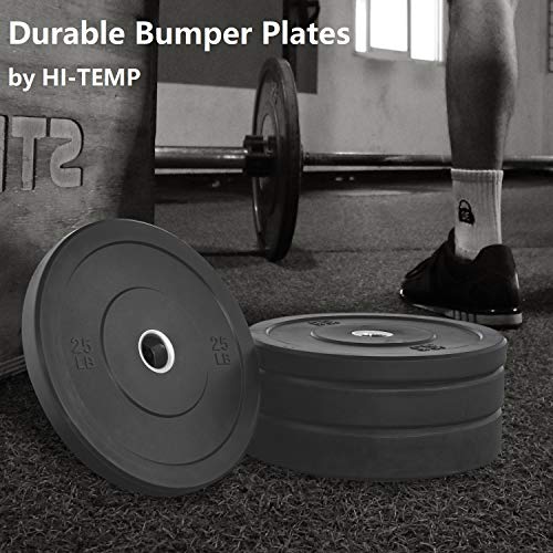 Bumper Plates 2-Inch Olympic Weight Plates for Strength Training, Weightlifting, Hard Virgin Rubber Plates 45LB Pair Set, Durable Home Gym Weights Plate Two Year Warranty