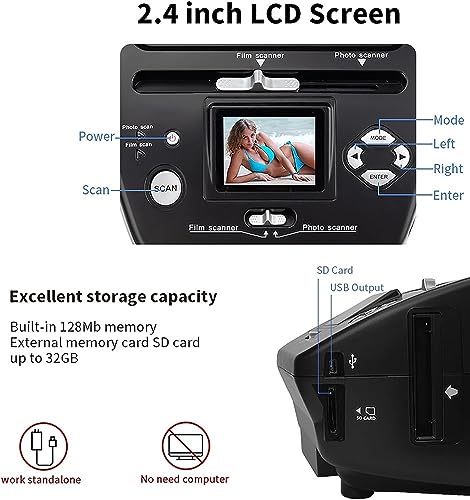 MAHWER Digital Photo Film Scanner, 16 MP Slide Negative Scanner with 8.1 Mega Pixels Sensor