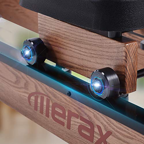 Merax Water Rowing Machine Wood Water Resistance Rower for Home Use, Ash Wood Rower Fitness Indoor Rowing Machine with LCD Monitor (American White Ash)