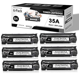 6 Pack Black 35A | CB435A Toner Compatible Toner Cartridge Replacement for HP P1002 P1003 P1004 P1005 P1006 P1007 P1008 P1009 Printer