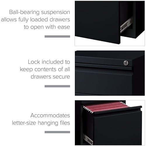 Hirsh Industries 20" Deep Box-Box-File Mobile Pedestal in Black