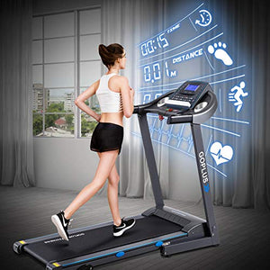 Goplus 2.25HP Electric Folding Treadmill with Incline, with Display and 12 Built-in Workout Programs, Walking Running Jogging Fitness Machine for Home & Gym Cardio Fitness