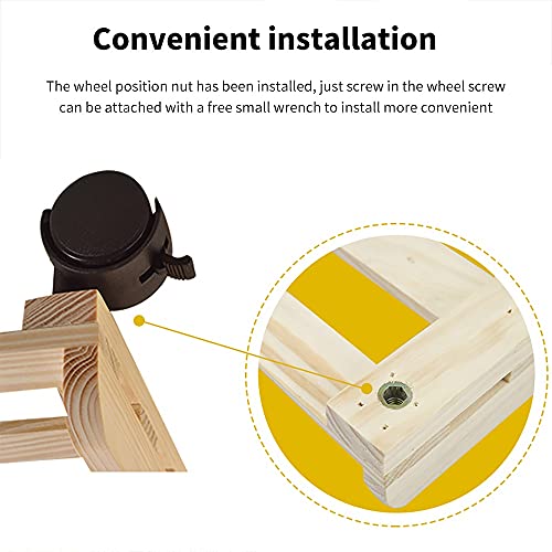RENSLAT Wood Mobile Adjustable Computer Tower Holder Computer CPU Stand Cart with Braking Lock Wheels Stand for PC Computer Cases
