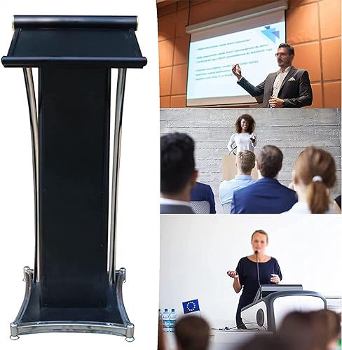 SMuCkS Lectern Podium Floor Standing Metal Stand, Black