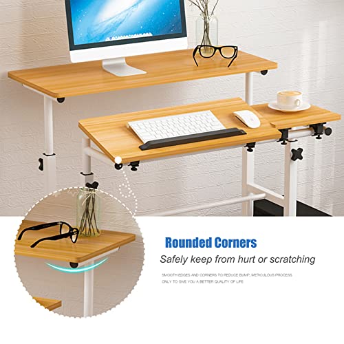 HH&DD Mobile Standing Desk,Adjustable Rolling Laptop Desk with Wheels,Reversible Home Office Laptop Workstation for Home Office-A 80x58cm(31x23inch)