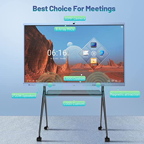 JYXOIHUB Smart Board, 65 Inch 4K UHD Interactive Whiteboard with Dual System and 20MP Camera