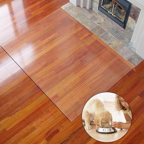 AHAVI Rectangular Clear Glass Chair Mat for Rolling Chairs, Heavy Duty Anti-Slip Carpet - Customizable Size/Easy to Clean (Clear, 140X180CM/4.5FTX5.9FT)