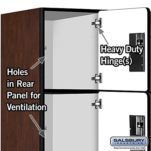 Salsbury Industries Mahogany 4-Tier Extra Designer Wood Locker with Three Wide Storage Units, 6-Feet High by 24-Inch Deep