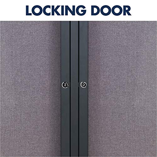 Quartet Enclosed Fabric Bulletin Board, 4 x 3 Feet, 2 Doors, Black Frame with Gray Fabric (2364L)