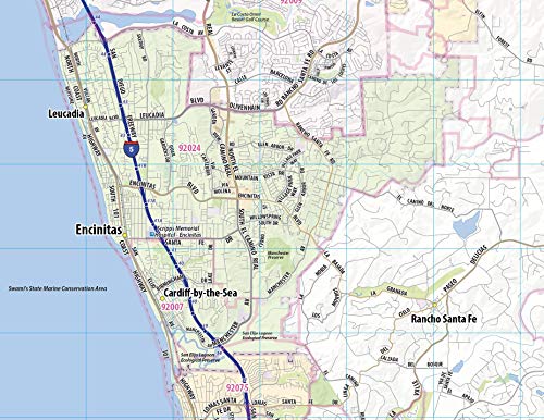 San Diego Laminated Wall Map (54” Wide by 72” high)