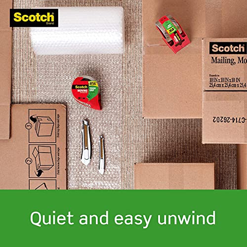 Scotch Tough Grip Clear Packing Tape, 1.88x22.2 Yd, 6 Rolls w/Dispensers (24)