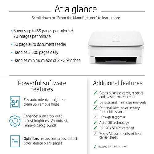 HP ScanJet Pro 3000 s3 Sheet-feed OCR Scanner (Renewed)