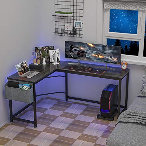 Homfio L Shaped Desk 58’’ Computer Corner Desk Gaming Desk PC Table Writing Desk Large L Study Desk Home Office Workstation Modern Simple Multi-Usage Desk with Storage Bag Space-Saving Wooden Table