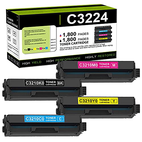 Compatible 4 Pack (1BK/1C/1M/1Y) C3210K0 C3210C0 C3210M0 C3210Y0 Remanufactured Toner Cartridge Replacement for Lexmark C3224dw C3326dw MC3224dwe MC3224adwe MC3326adwe Series Printer