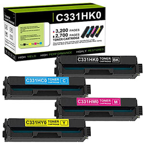 Compatible 4 Pack (1BK/1C/1M/1Y) C331HK0 C331HC0 C331HM0 C331HY0 Remanufactured Toner Cartridge Replacement for Lexmark MC3326adwe C3326 C3326dw Series Printer