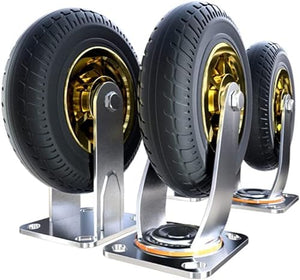 LIOONS 8 Inch Metal Chair Casters Swivel Rubber Wheels with Brake - Heavy Duty Trolley Chair Wheels