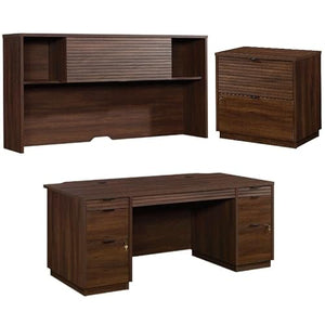 Home Square 3-Piece Set: Executive Desk Hutch & 2-Drawer Lateral File Cabinet