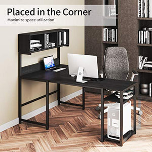 YITAHOME L-Shape Modern Computer Desk with Hutch Storage Bookshelf, 2-Tier Storage Shelves, 69 Inches Corner Writing Gaming Table Workstation for Home Office, Classic Black