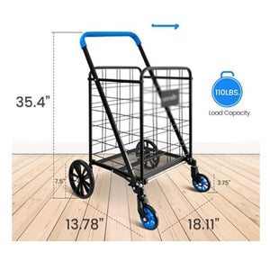 NEAFP Collapsible Utility Cart, Large 110 Lbs Capacity, Foldable & Portable - Shopping Groceries