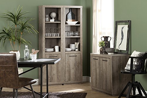 South Shore 10486 Kanji 3-Shelf Bookcase with Door, Weathered Oak