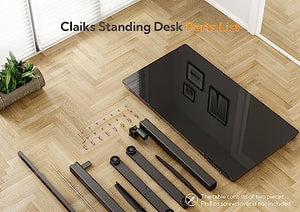 Claiks Glass Standing Desk with Drawers, 48×24 Inch Adjustable Stand Up Desk with USB Ports, Black