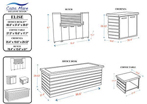 Casa Mare 87" Wood Office Furniture Set of 4pcs | Executive Desk, Cabinet, File Cabinet, Coffee Table