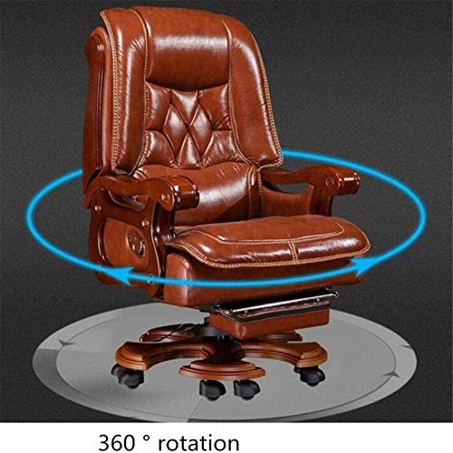 Ergonomic Office Chair Reclining Leather Swivel Chair (Black, 74x57x121cm)