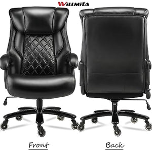 WILLMITA Big and Tall Office Chair 500lbs with Air Lumbar Support - Black