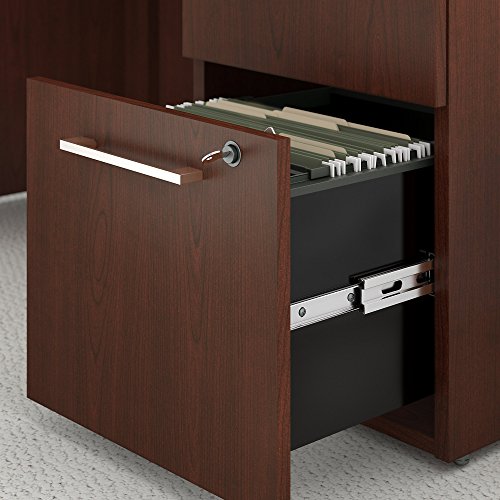 Bush Business Furniture 300 Series 72W x 22D L Shaped Harvest Cherry Office Desk with 2 and 3 Drawer Pedestals and 48W Return