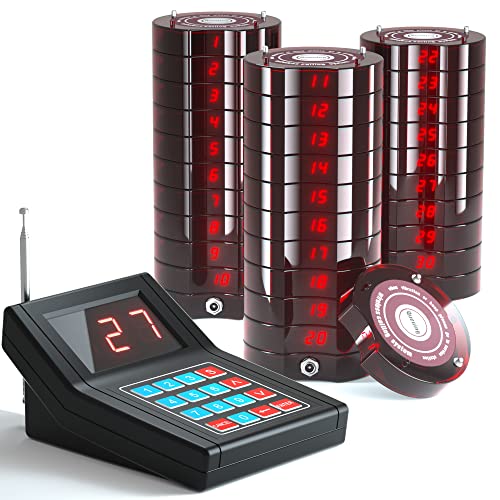 Bulipu Wireless Paging Queuing System with 30 Coaster Pagers for Restaurants