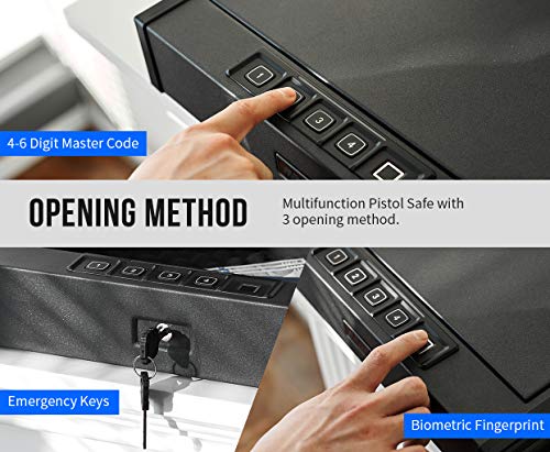 RPNB 1 of Deluxe Safe(1.8 Cubic Feet ) with Removable Shelf and 1 of Auto-Open Lid Biometric Fingerprint Gun Safe with Interior Light for 2 Pistols and more, Bundle