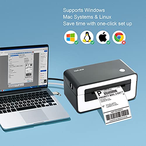 NefLaca Thermal Label Printer,4x6 High Speed USB Shipping Label Printer Commercial Direct Thermal Label Maker One Click Setup Compatible with Amazon, Ebay, Etsy, Shopify and FedEx (Black)