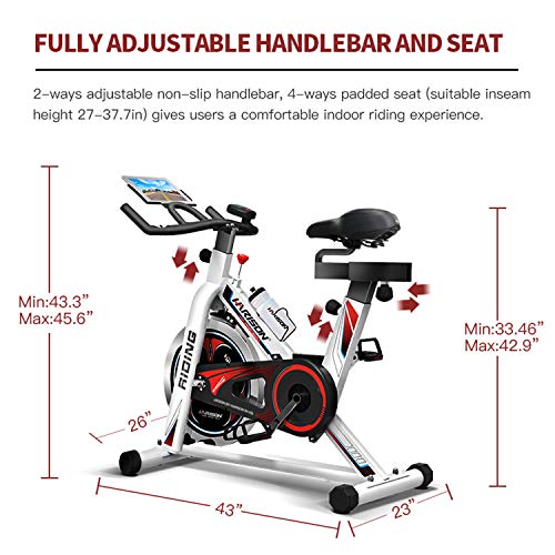 HARISON Exercise Bike Indoor Cycling Bike Belt Driven with iPad Holder 35LBS Flywheel for Home Gym Cardio Workout