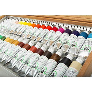 Old Holland Master's Oil Paint Set with Wood Storage Box & Palette, Cups, Knives, Paint Brushes, Mediums- 34 x 40ml Tubes of Classic Oil Colour Paint