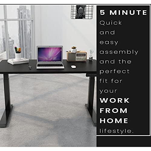 Hanover Electric Sit or Stand Desk with Adjustable Heights, Black