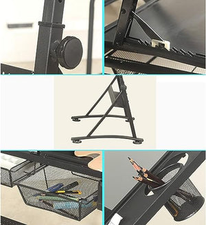 OGRAFF Height Adjustable Drafting Table with Storage - Large Art Desk for Home Office