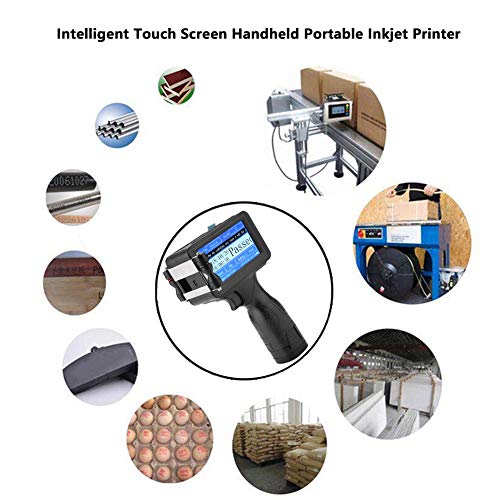 Handheld Inkjet Printer M6 US Plug 110-240V Inkjet Printer Ink Date Coder Coding Machine LED Screen Display for Trademark Logo Graphic Date Coder Machine, Ink Coder Machine