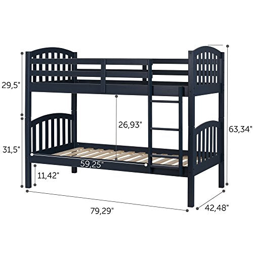 South Shore 11820 Summer Breeze Solid Wood Bunk Beds, Navy Blue,