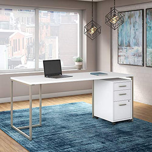 Office by kathy ireland Method 72W Table Desk with 3 Drawer Mobile File Cabinet in White