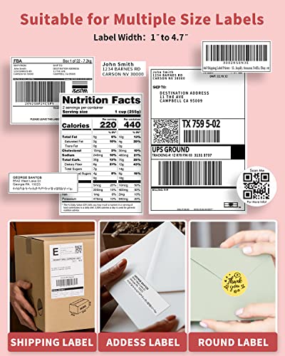 Pink Label Printer, Thermal Label Printer 4x6, Desktop Shipping Label Printer for Small Busines, Compatible with Amazon, Ebay, Shopify, Etsy, UPS, FedEx, DHL, etc