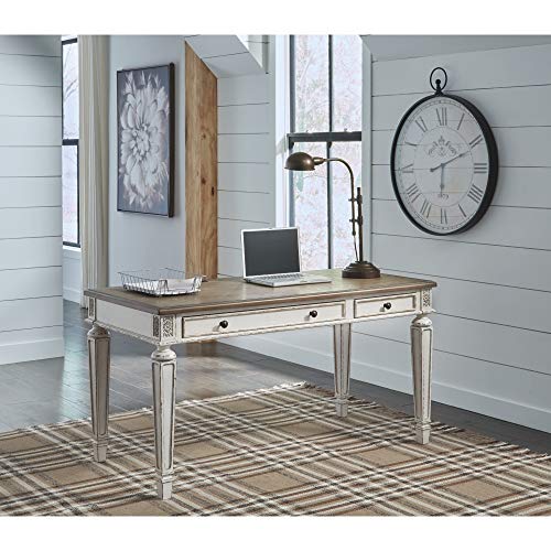 Signature Design by Ashley H743-34 Realyn Home Office Desk, White/Brown