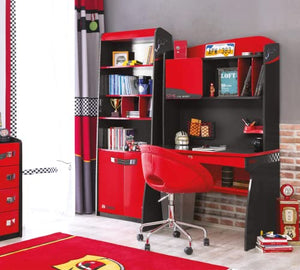 Cilek Study Desk and Hutch with Cabinet, Red