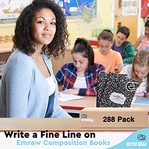 Composition Notebooks Bulk, Plain Unruled Writing Journals in Bulk, Marble Style Blank Book Hardcover Composition Book, Bulk Student Notebooks for School Supplies, 100 Sheets, Pack of 288 - by Emraw