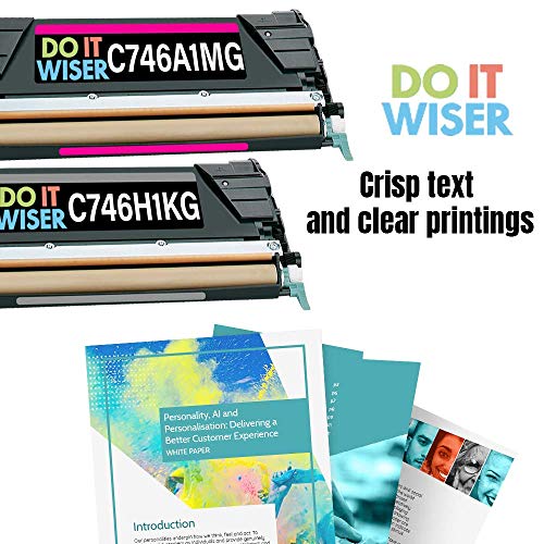 Do it Wiser Compatible Toner Cartridge Replacement for Lexmark X746de C746 C748 XS748de X748de C746dn C746H1KG (4 Pack)