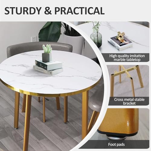Generic 5-Piece Round Dining Room Table and Chairs Set for 4, Dark Grey
